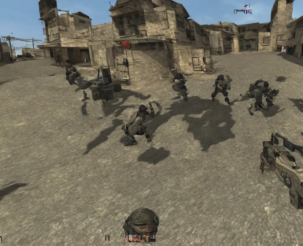 Image similar to first person shooter point of view, counter strike, persian miniature