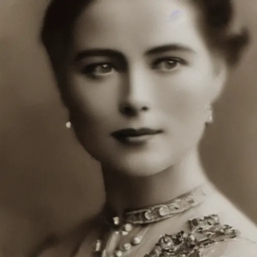 Prompt: edwardian photograph of grace kelly, emilia clarke, 1 9 0 0 s, 1 9 1 0 s, grainy, slightly blurry, very faded photo, realistic face, elegant, graceful