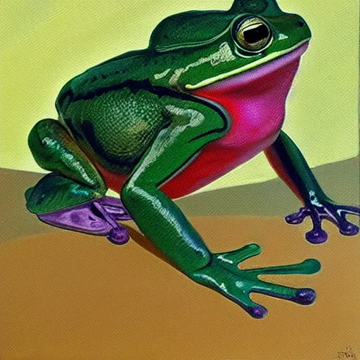 Image similar to Portrait of a frog, Oil on canvas, Centre Pompidou catalog