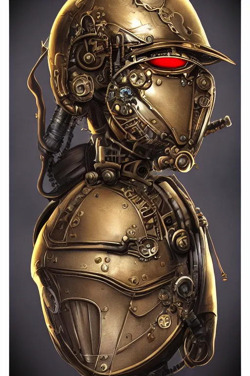 Image similar to steampunk helmet fantasy art mask robot ninja stylized digital illustration sharp focus, elegant intricate digital painting artstation concept art global illumination ray tracing advanced technology chaykin howard and campionpascale and cooke darwyn and davis jack