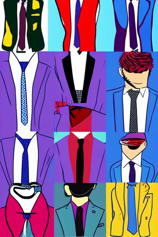 Image similar to men's using tie shirt style, pop art image