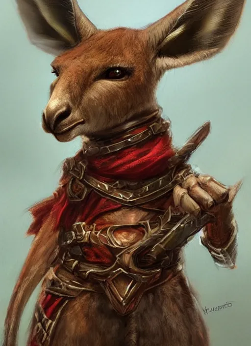 Image similar to kangaroo wearing a crown, dndbeyond, bright, colourful, realistic, dnd character portrait, full body, pathfinder, pinterest, art by ralph horsley, dnd, rpg, lotr game design fanart by concept art, behance hd, artstation, deviantart, hdr render in unreal engine 5