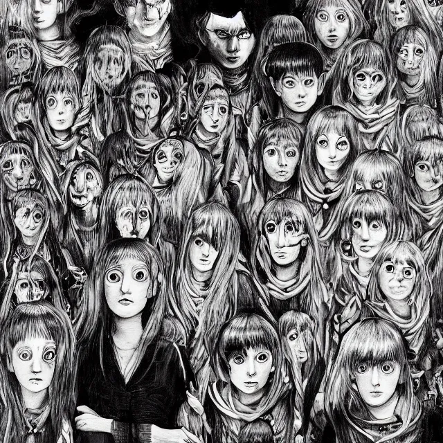 Image similar to a painting of the children of the grave by junji ito, dark fantasy art, high detail, trending on artstation