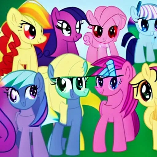 Prompt: the mane six go to pride, my little pony, pride month