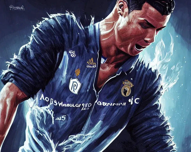 Image similar to cristiano ronaldo as a strong magician, fantasy art, in the style of tony start, illustration, epic, fantasy, intricate, elgant, amazing detail, digital painting, artstation, concept art, smooth, sharp focus