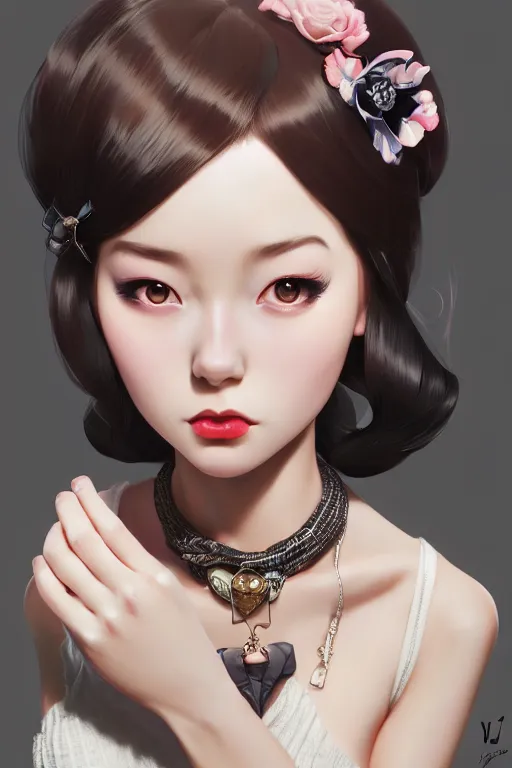 Image similar to a pin up and beautiful fashion charming dreamlke japan girl with lv jewelry, character art, art by artgerm lau and wlop and and ilya kuvshinov and john singer sargent, hyperdetailed, 8 k realistic, symmetrical, frostbite 3 engine, cryengine, dof, trending on artstation, digital art