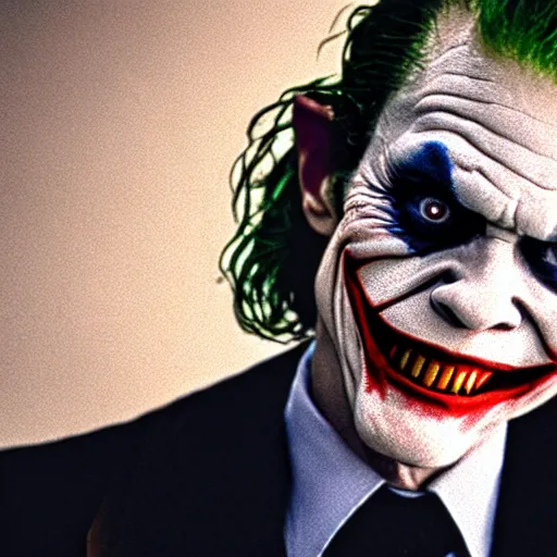 Image similar to film still of Willem Dafoe as The Joker