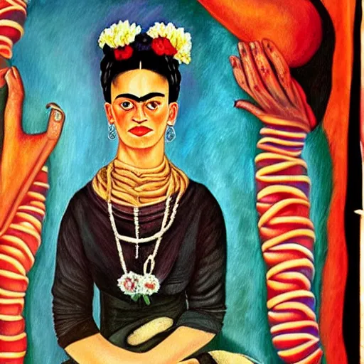 Image similar to frida kahlo painting of e. t. vivid
