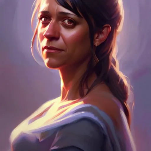 Image similar to a fantasy style portrait painting of rashida jones hybrid in the oil painting unreal 5 daz. rpg portrait, extremely detailed artgerm greg rutkowski vladimir volegov