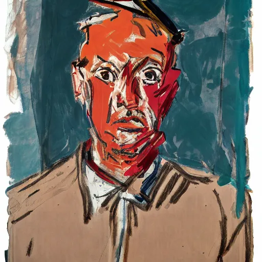 Image similar to painting of a man staring at you, by georg baselitz