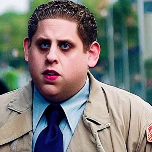 Image similar to movie still of Jonah Hill starring as Guile in the 2026 live action street fighter movie
