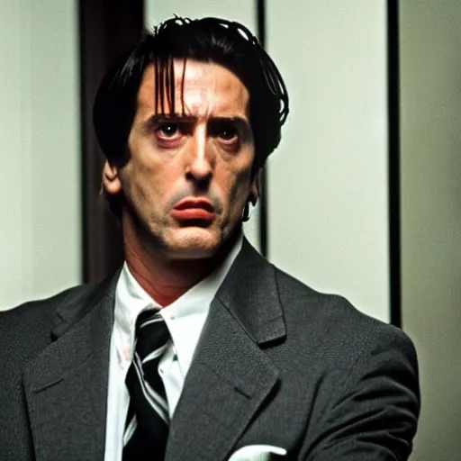 Prompt: Al Pacino as The American Psycho, cinematic still