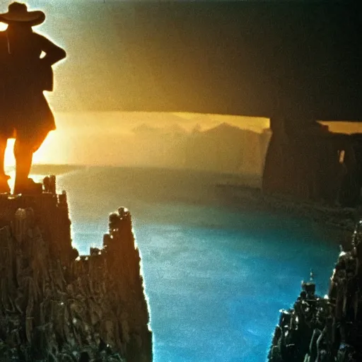 Image similar to a beautiful view from the film indiana jones and the fate of atlantis, of the city of atlantis, dslr hyper focused, intricate detail, stunning