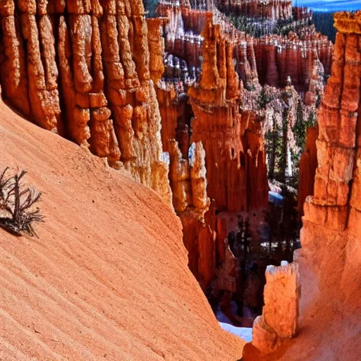 Prompt: rock spires on the navajo loop trail in bryce canyon national parkby elisabeth kwak