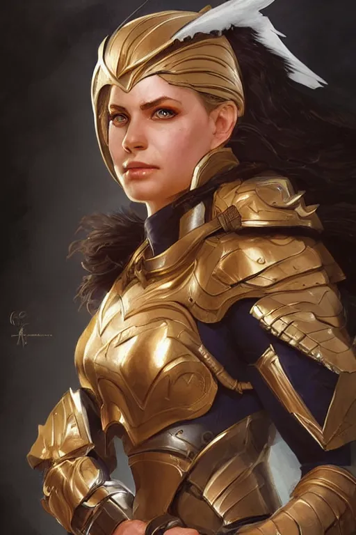 Image similar to amazon valkyrie athena, d & d, fantasy, portrait, highly detailed, headshot, digital painting, trending on artstation, concept art, sharp focus, illustration, art by artgerm and greg rutkowski and magali villeneuve