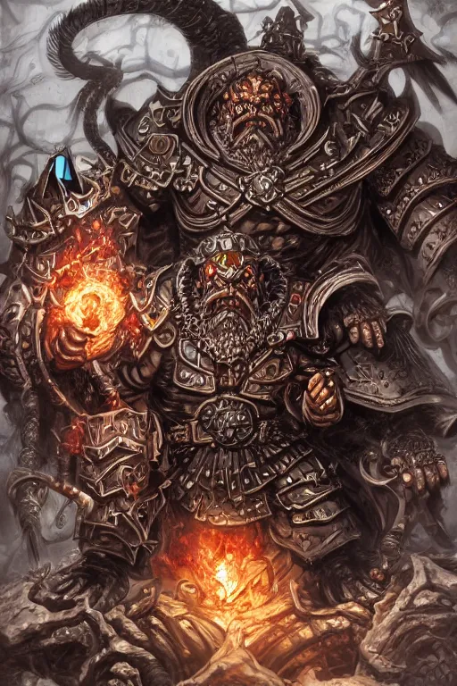 Image similar to chaos dwarf, fantasy, warhammer, highly detailed, digital art, sharp focus, trending on art station, kentaro miura manga art style