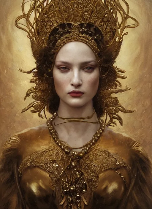 Image similar to highly detailed oil painting | very intricate | cinematic lighting | award - winning | swan warrior high couture by alexander mcqueen | by roberto ferri, by tom bagshaw, by j. c. leyendecker and klimt, american romanticism, by austin osman spare, artstation, cgsociety, official art, octane