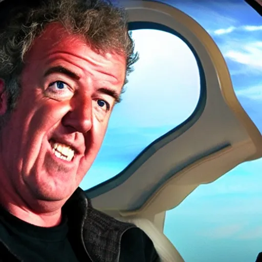 Image similar to jeremy clarkson driving a spaceship