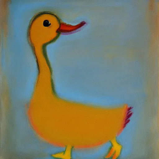 Prompt: a duck on the prowl oil painting Mark Rothko