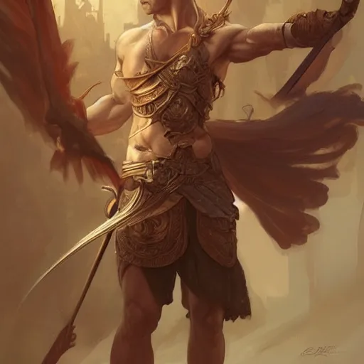 Image similar to a warrior, fighter, male, d & d, fantasy, intricate, elegant, highly detailed, digital painting, artstation, concept art, wallpaper, smooth, sharp focus, illustration, art by artgerm and greg rutkowski and alphonse mucha