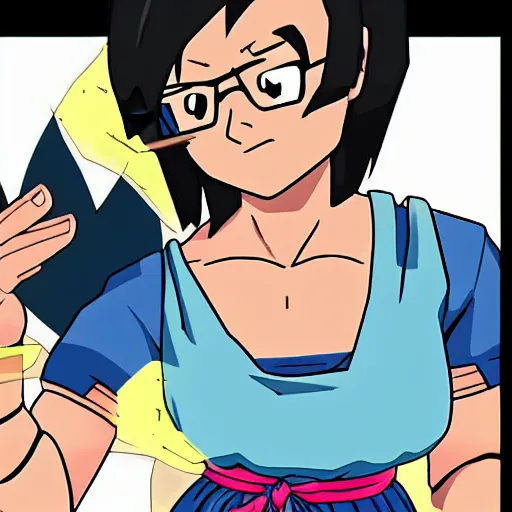 Prompt: Tina Belcher making kame hame ha in Dragon Ball Z