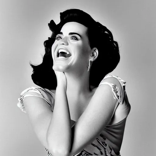 Prompt: 3 5 mm portrait of katy perry laughing in your face, a raging lightning storm in the sky.