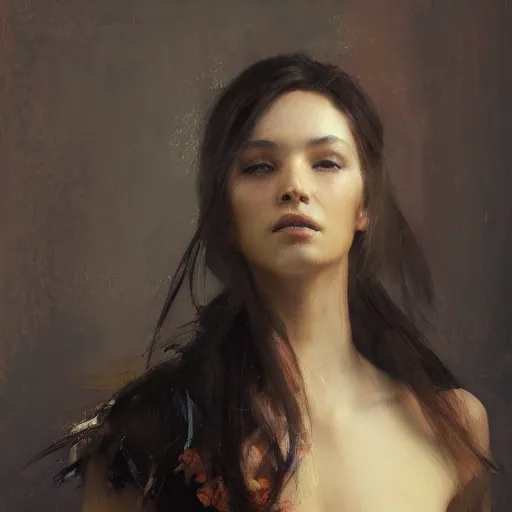 Prompt: portrait of a beautiful woman by ruan jia