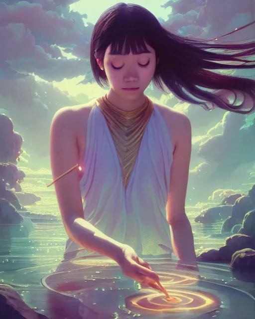 Image similar to asian mage casting a water spell, highly detailed vfx portrait, unreal engine, greg rutkowski, loish, rhads, beeple, makoto shinkai and lois van baarle, ilya kuvshinov, rossdraws, tom bagshaw, alphonse mucha, global illumination, detailed and intricate environment