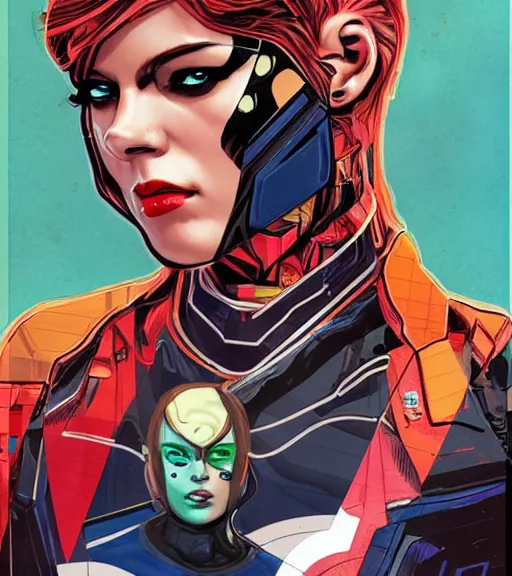 Image similar to female android, by MARVEL comics and Sandra Chevrier, 4k