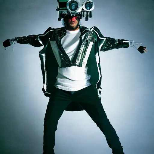 Prompt: cybernetic Jamiroquai dancing, amazing award winning photo