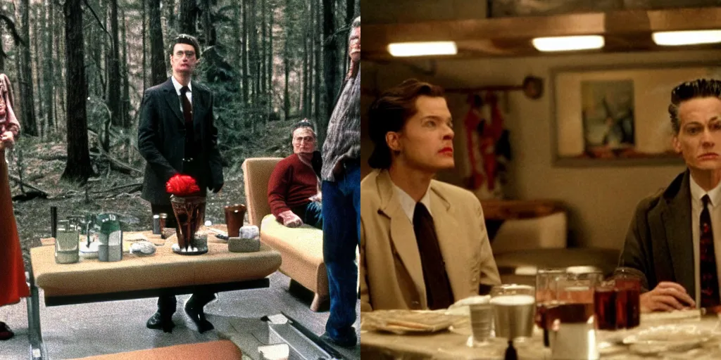 Prompt: a scene from twin peaks