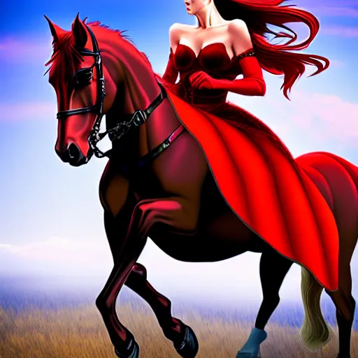 Image similar to scarlet woman riding great beast