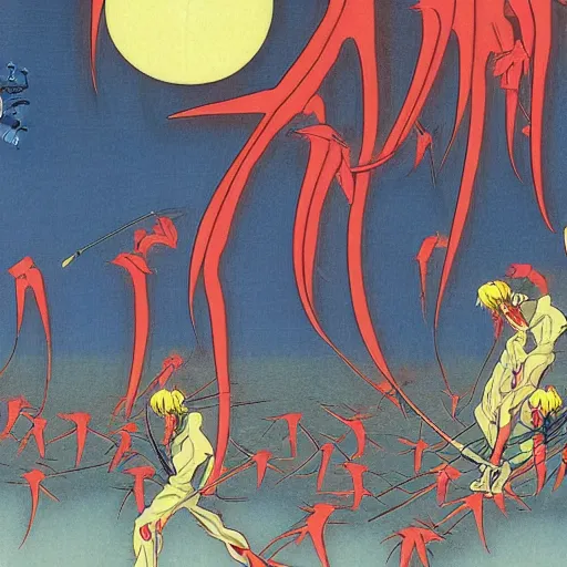 Prompt: neon genesis evangelion, by ando hiroshige, detailed