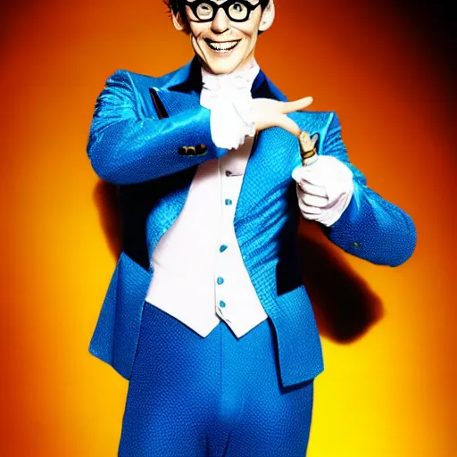 Prompt: professional photograph of tom hiddleston as austin powers
