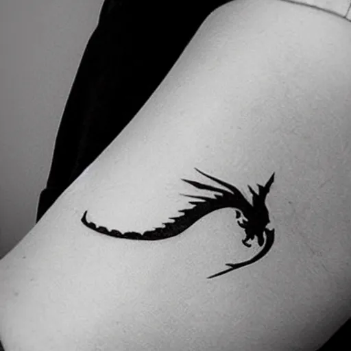 Image similar to A dragon tattoo, minimalistic, simplistic,