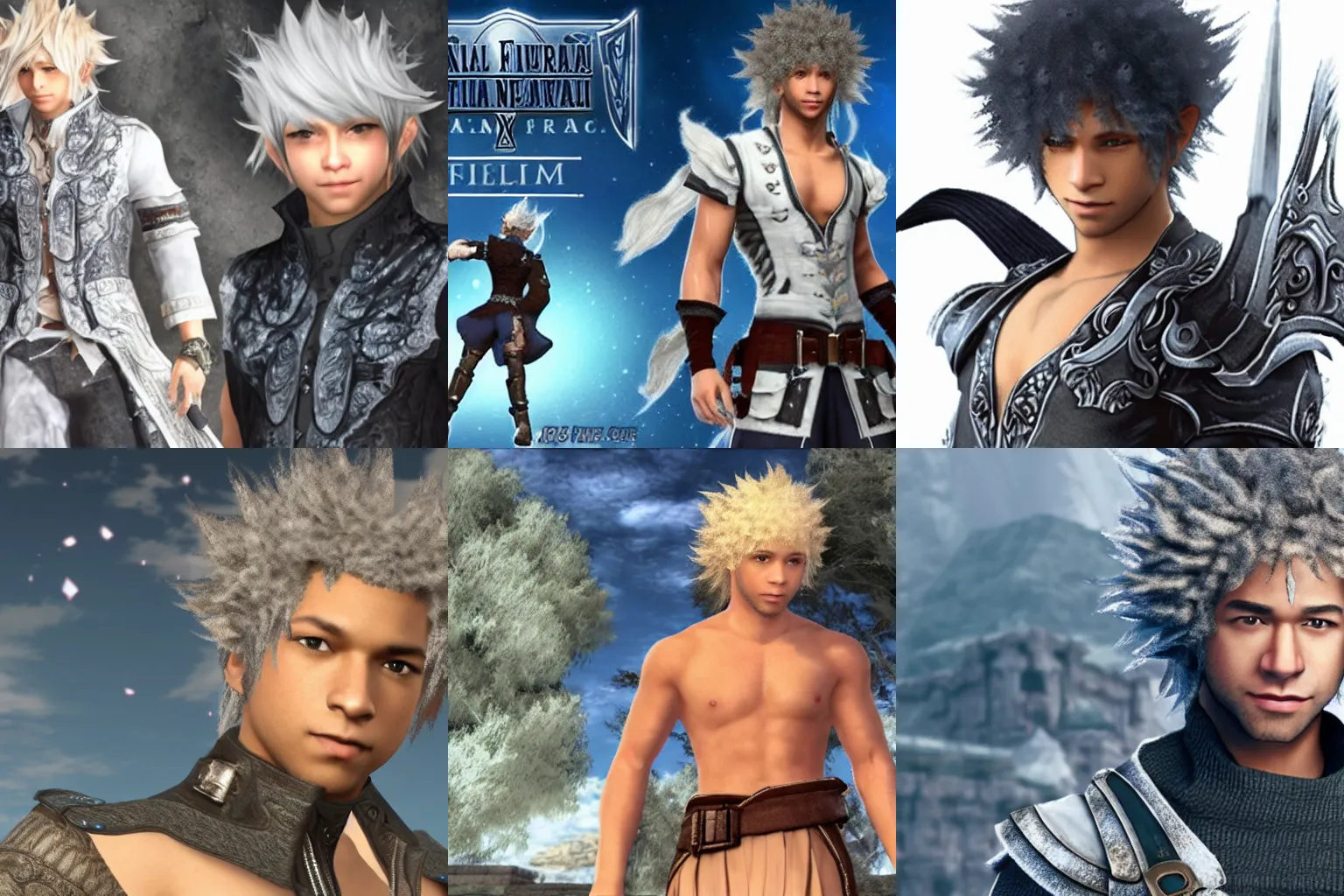 Prompt: Corbin Bleu as a white-haired catboy character in Final Fantasy XIV