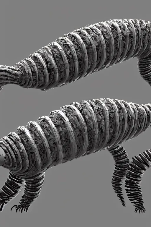 Prompt: a shoe designed after a centipede , concept art, trending on artstation 3D.