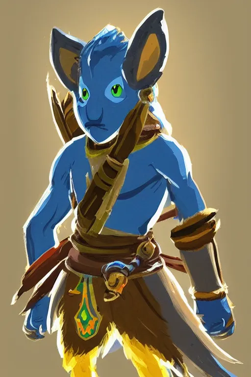 Image similar to an in game portrait of master khoga from the legend of zelda breath of the wild, breath of the wild art style.
