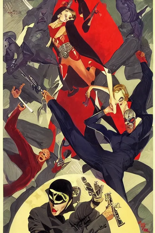 Prompt: super villain diabolik, groovy and cool, by j. c. leyendecker, james gurney