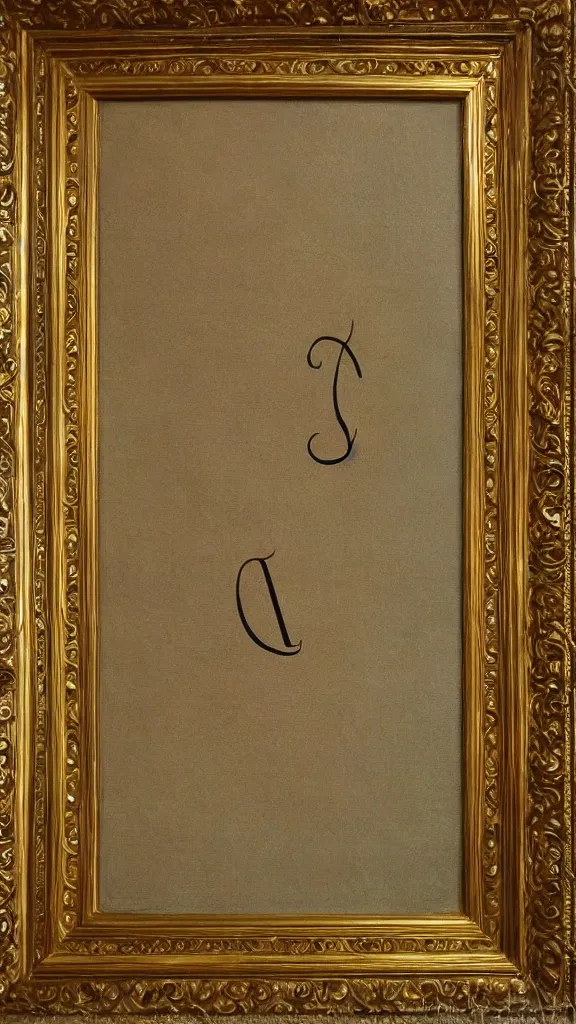 Prompt: oil painting of the letter M uppercase M detailed baroque with frame photorealistic