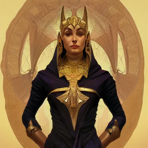 Prompt: queen of stovokor and anubis priest, intricate, elegant, highly detailed, digital painting, artstation, concept art, smooth, sharp focus, illustration, art by artgerm and greg rutkowski and alphonse mucha and william - adolphe bouguereau