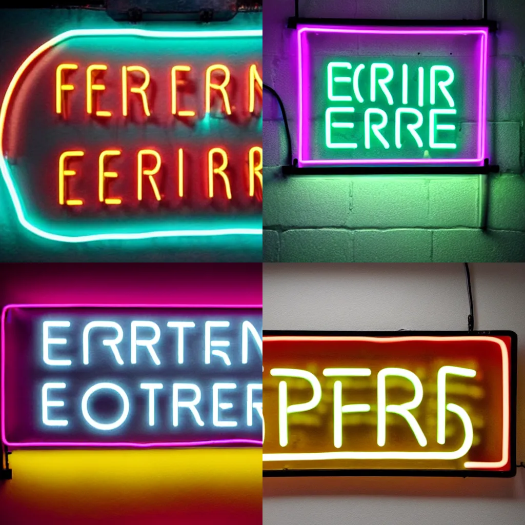 Prompt: neon sign with text that reads : error | | 4 0 4