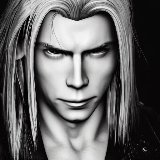 Image similar to A photo of sephiroth, award winning photography, 50 mm, perfect faces.