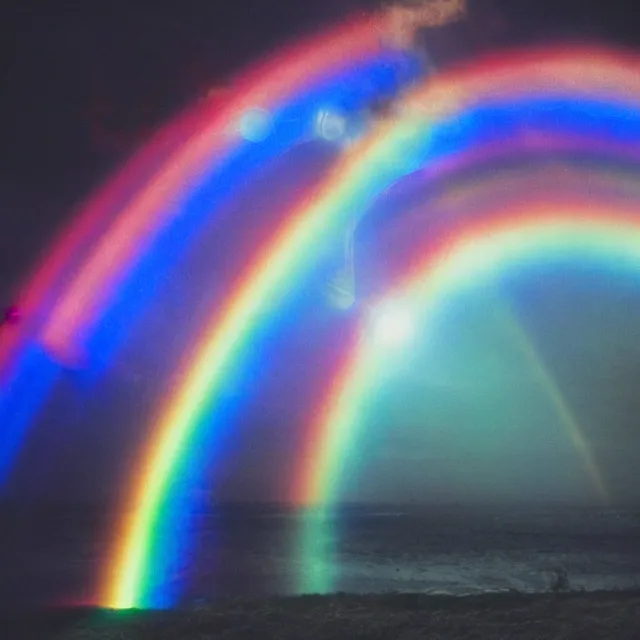 Image similar to glowing rainbow beam of light, vintage