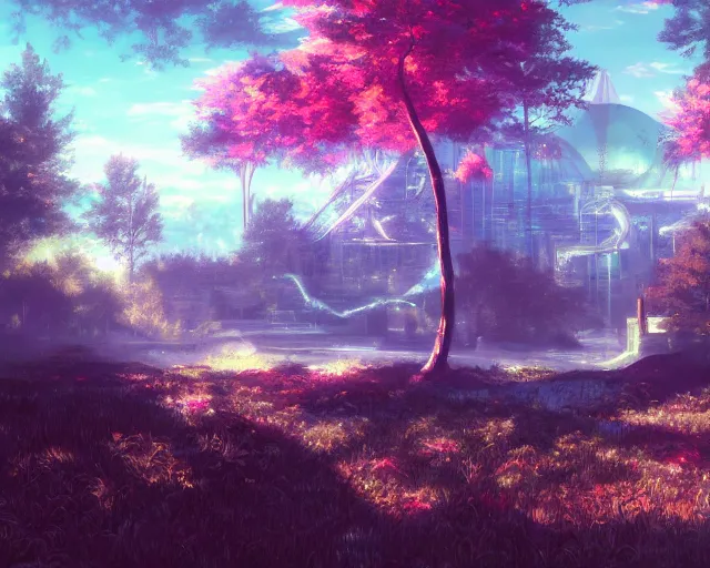 Prompt: scenery artwork, scene beautiful, light!! light essential montreal world montreal and nature vegetation with daylight, surrealism oil on canvas, artstation!! pixiv!! dream scenery, quality astral projection render, nier automata concept art, vaporwave textures