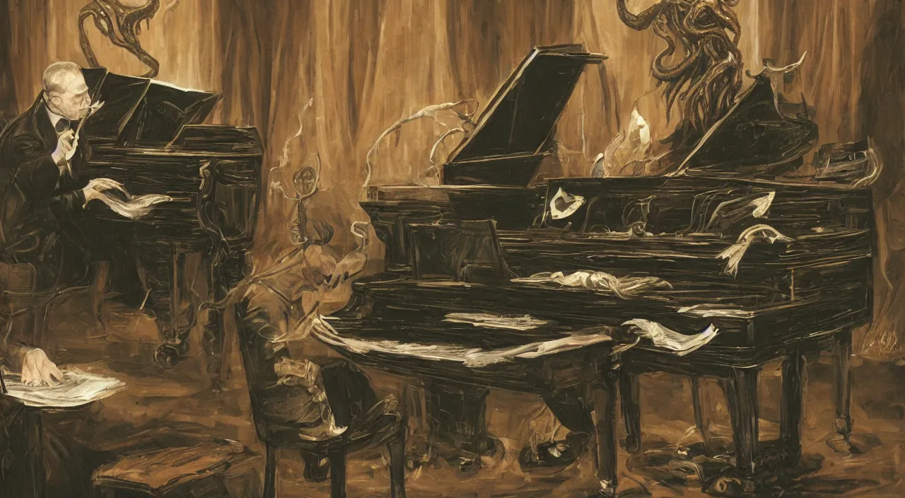 Image similar to cthulhu playing the piano