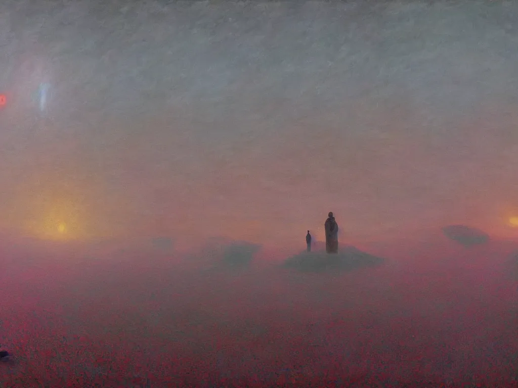 Image similar to third eye voidscape by simon stalenhag and claude monet, oil on canvas