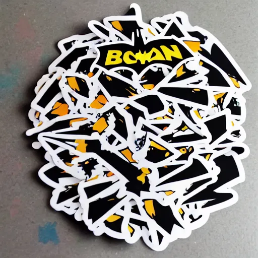 Image similar to die cut sticker of batman breakdancing splatter paint