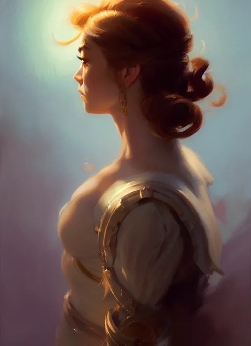 Prompt: side portrait, imogen poots, paladin, gloomhaven, soft, smooth, luminescent, by greg manchess, huang guangjian, gil elvgren, sachin teng, greg rutkowski, jesper ejsing, rhads, ilya kuvshinov, cushart krenz