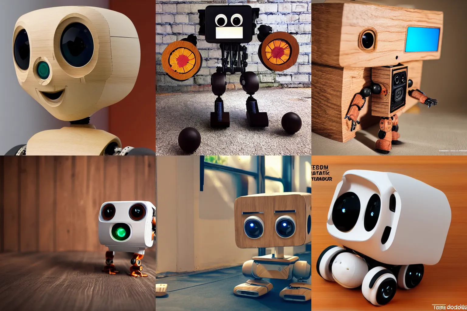 Image similar to ultra realistic 8k octan photo, wooden vinyl art toys on piedestal cute robot on a contemporary art gallery